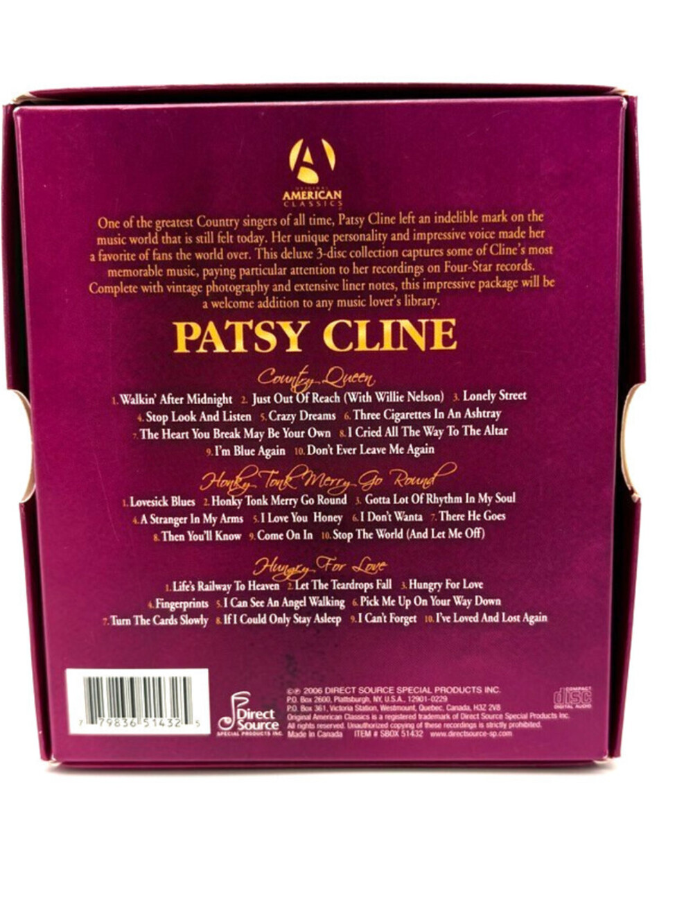 Patsy Cline 'Patsy Cline' 3 CD Box Set w/booklet 2006 - Picture 2 of 3
